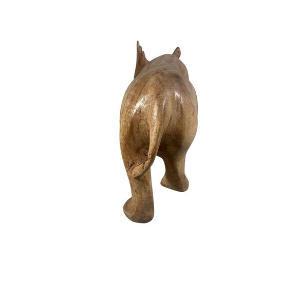 VTG Hand Carved Solid Wood African Rhinoceros & Baby Figurine Sculpture 4”x7.5" - Picture 9 of 12